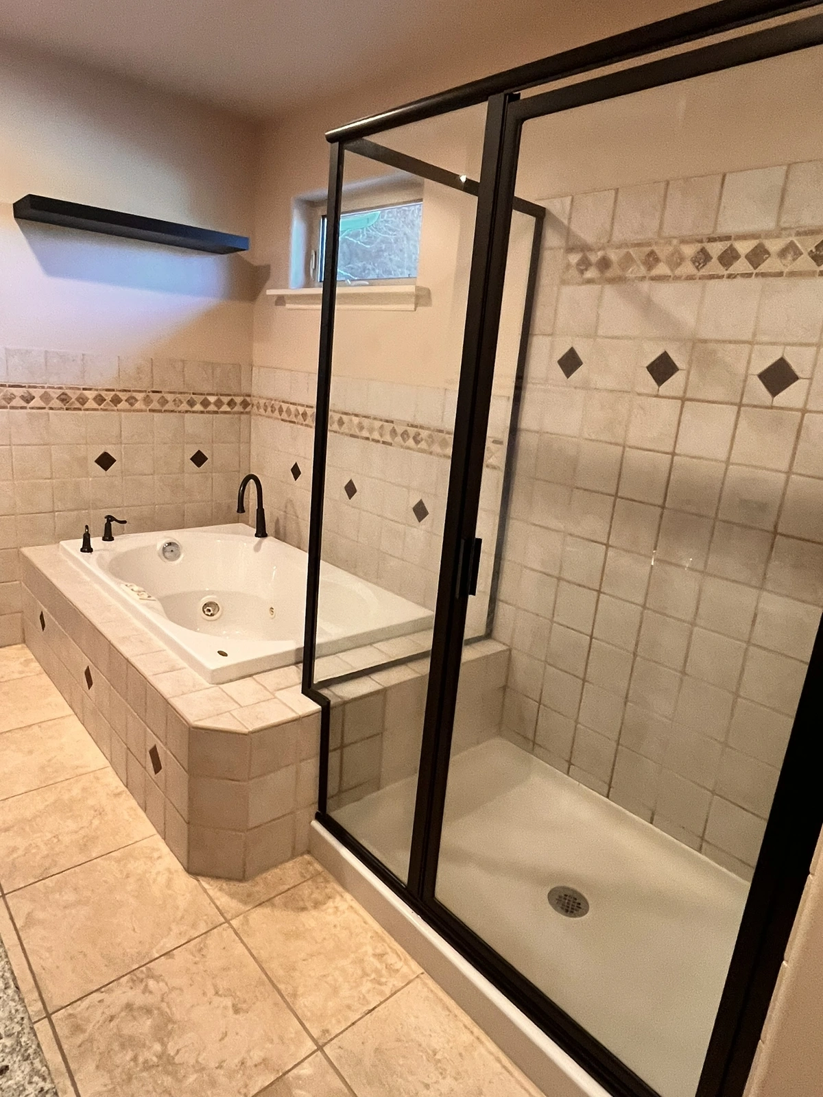 Second view of shower with rocks